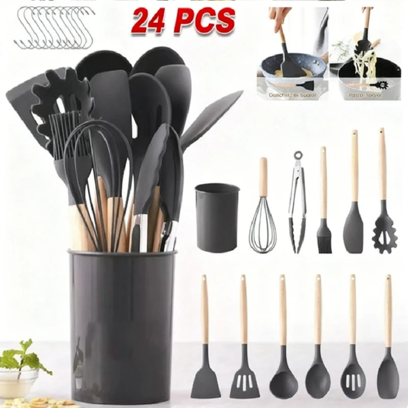 Ultimate 24-Piece Silicone Kitchenware Set with Holder