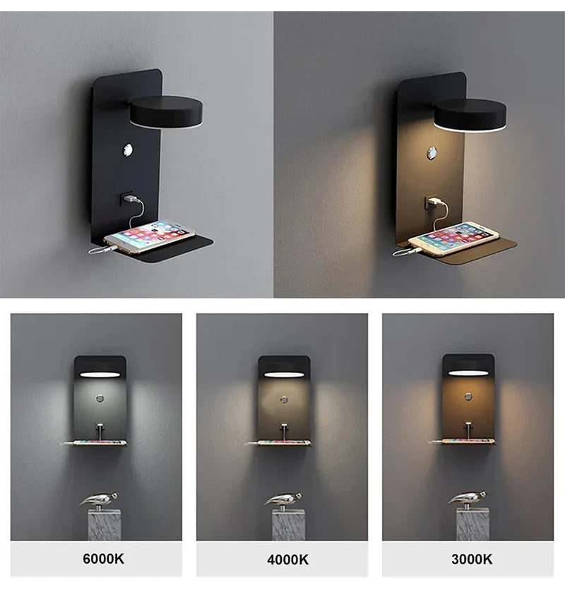 Smart USB Charging Wall Lamp 🔌